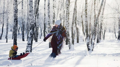 Family having fun in winter