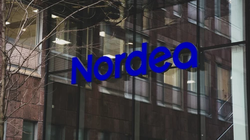 Nordea sign on Stockholm Headquarter building